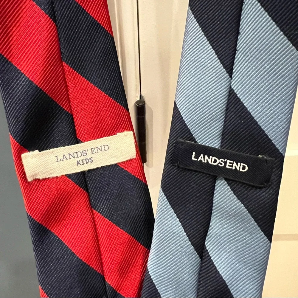 Two Boys Lands' End Red and Blue Striped Ties